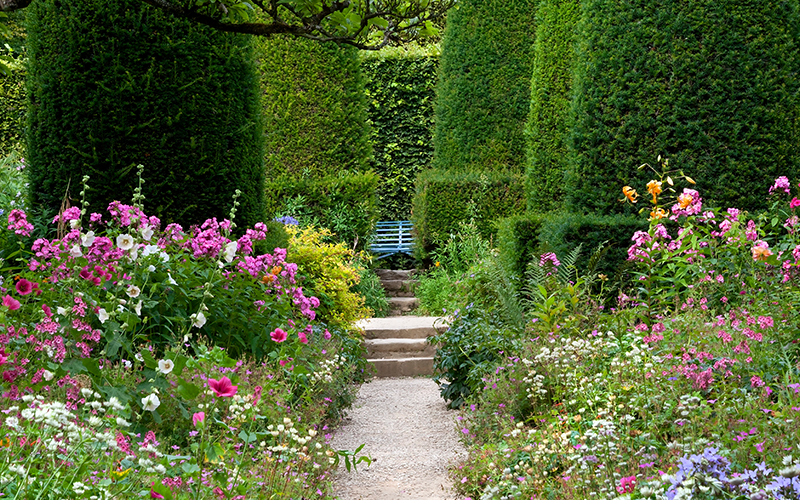 Bunter Park mit Blumen